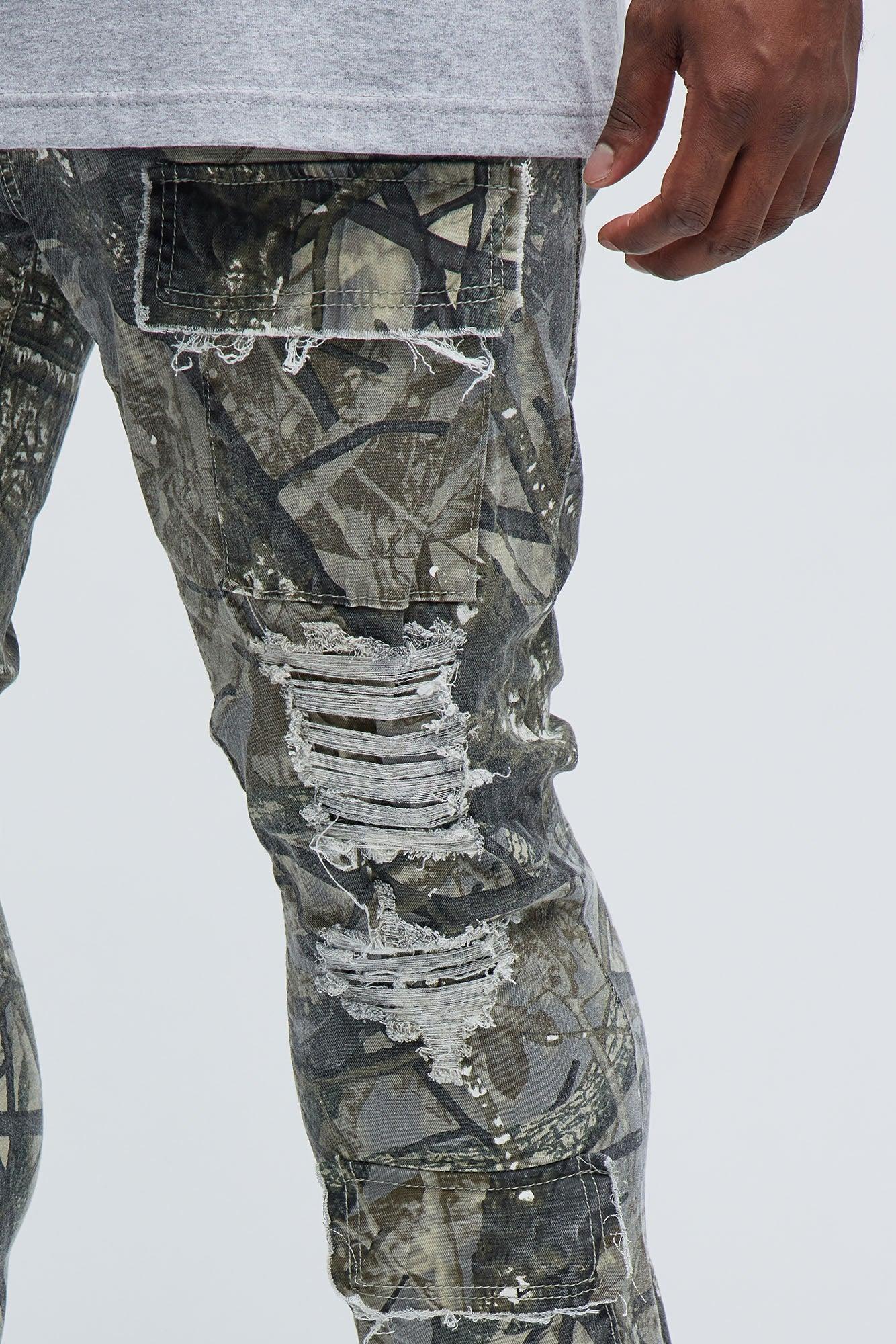 Get Started Cargo Stacked Skinny Flare Pants - Grey/combo Product Image