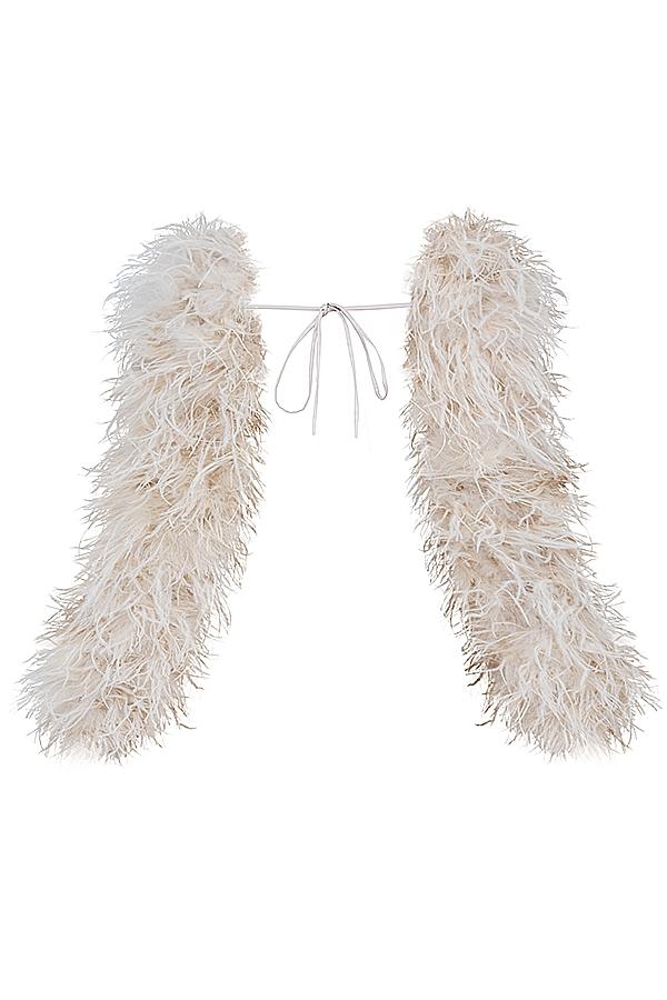 Ash  off white marabou sleeve jacket Product Image