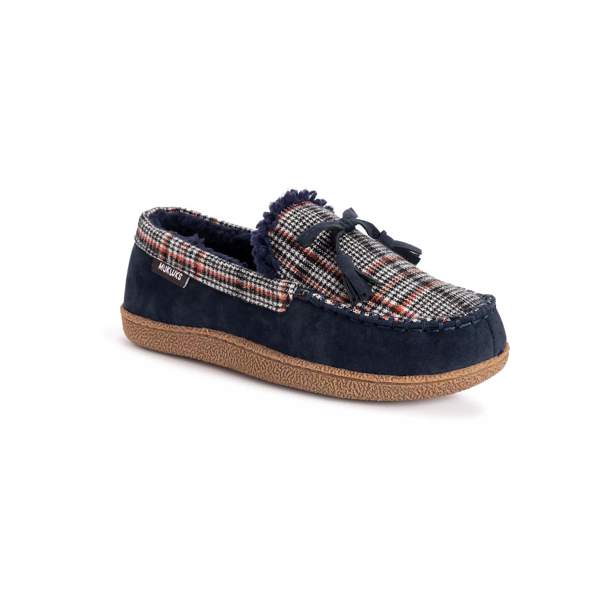 MUK LUKS Tanver Plaid Men's Moccasin Slippers,  Product Image