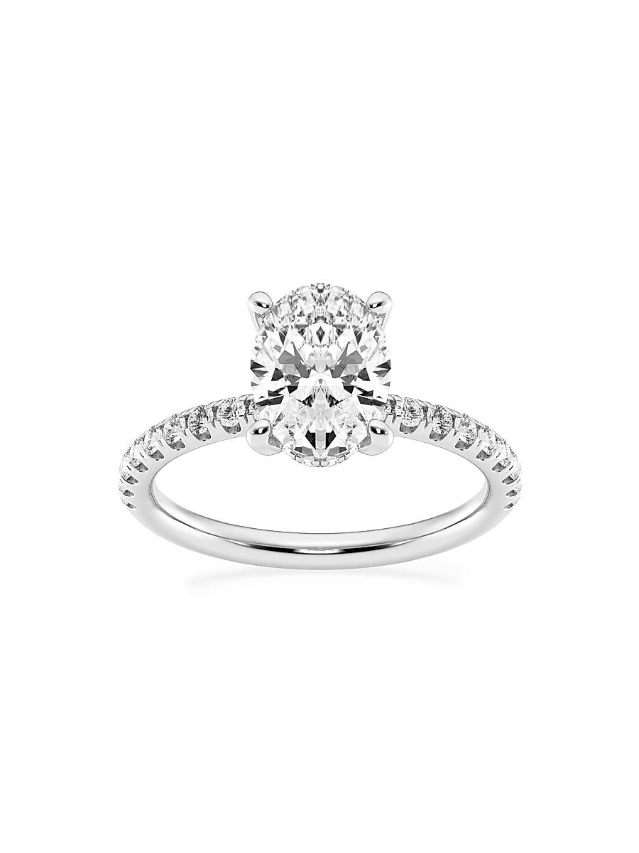 Womens 14K White Gold & Oval Lab-Grown Diamond Hidden Halo Ring/0.80-3.41 TCW Product Image