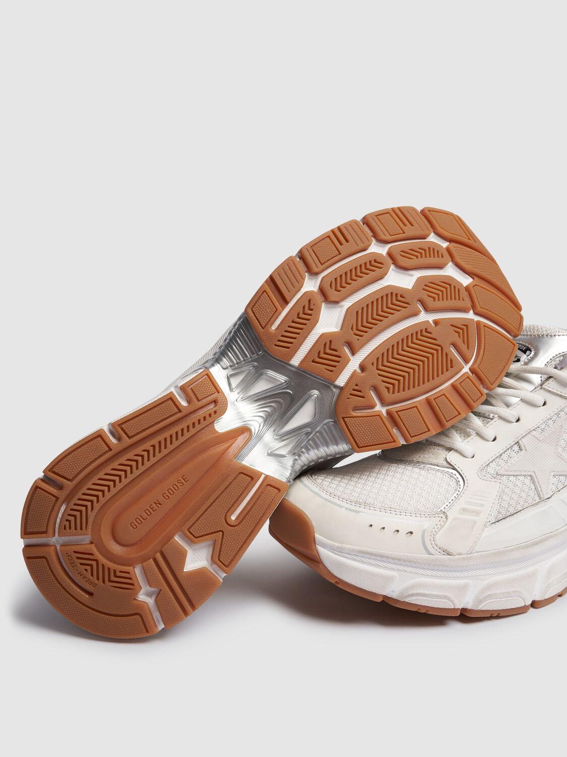 GOLDEN GOOSE Lightstar Leather Net And Suede Upper Sneakers With Tpu Star Net Heel In White Product Image