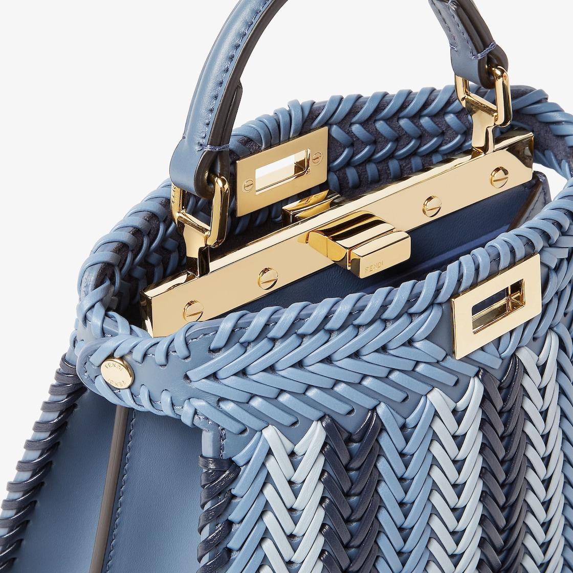 Peekaboo ISeeU PetiteBlueberry-colored interlaced leather bag Product Image