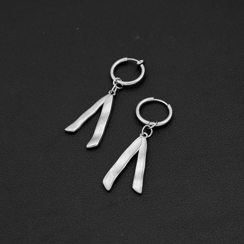Silver Tone Hoop Drop Earring / Clip On Earring Product Image