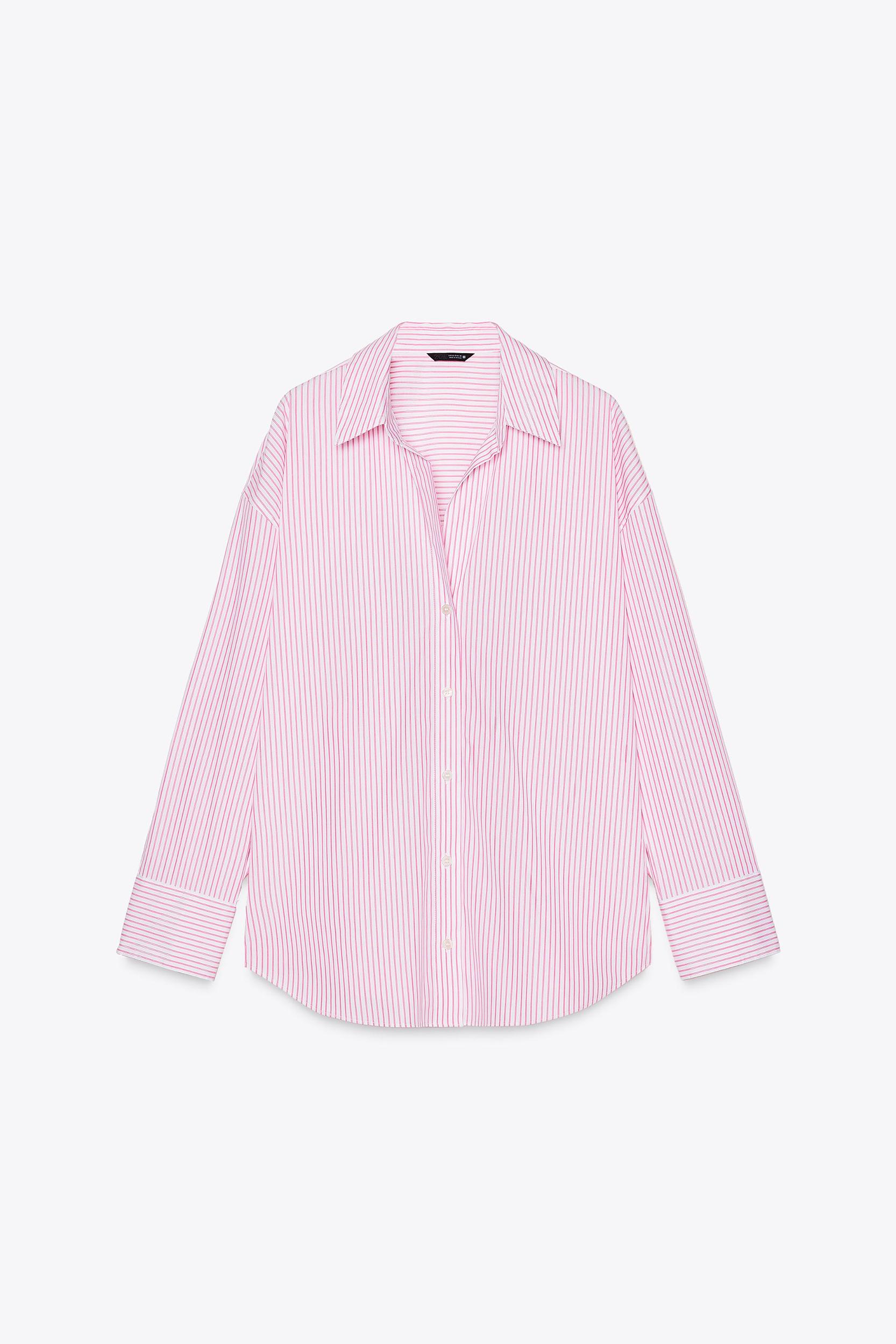 METALLIC THREAD STRIPED POPLIN SHIRT Product Image