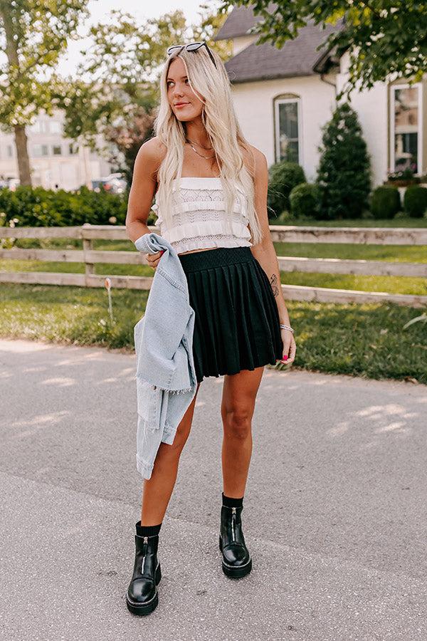 The Valeria High Waist Knit Skirt in Black Product Image