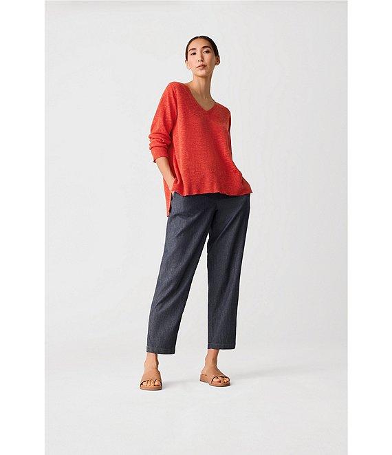 Eileen Fisher Petite Organic Cotton Twill Pull-On Ankle Pants Product Image