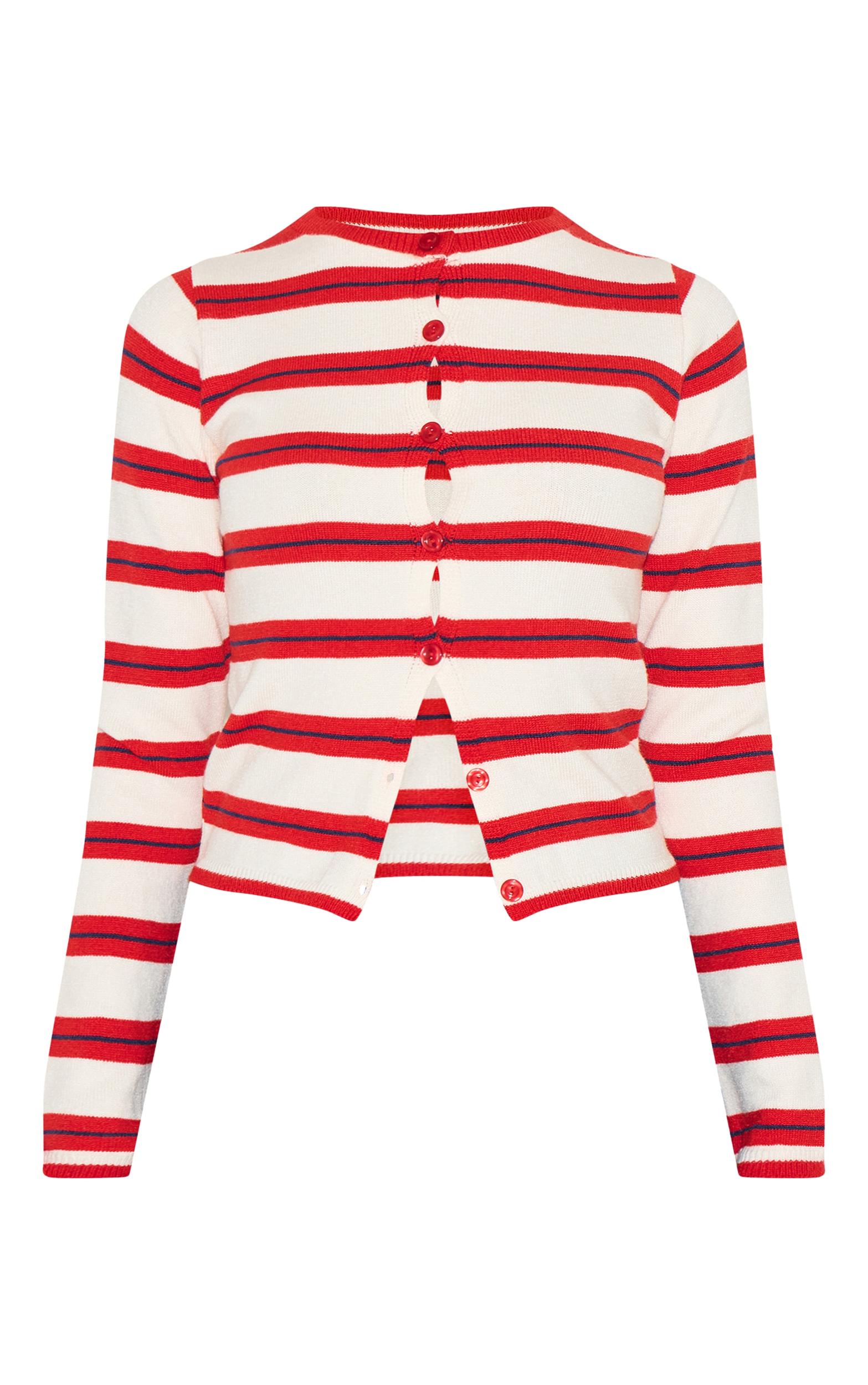 Petite Red Stripe Knitted Stripe Long Top Product Image