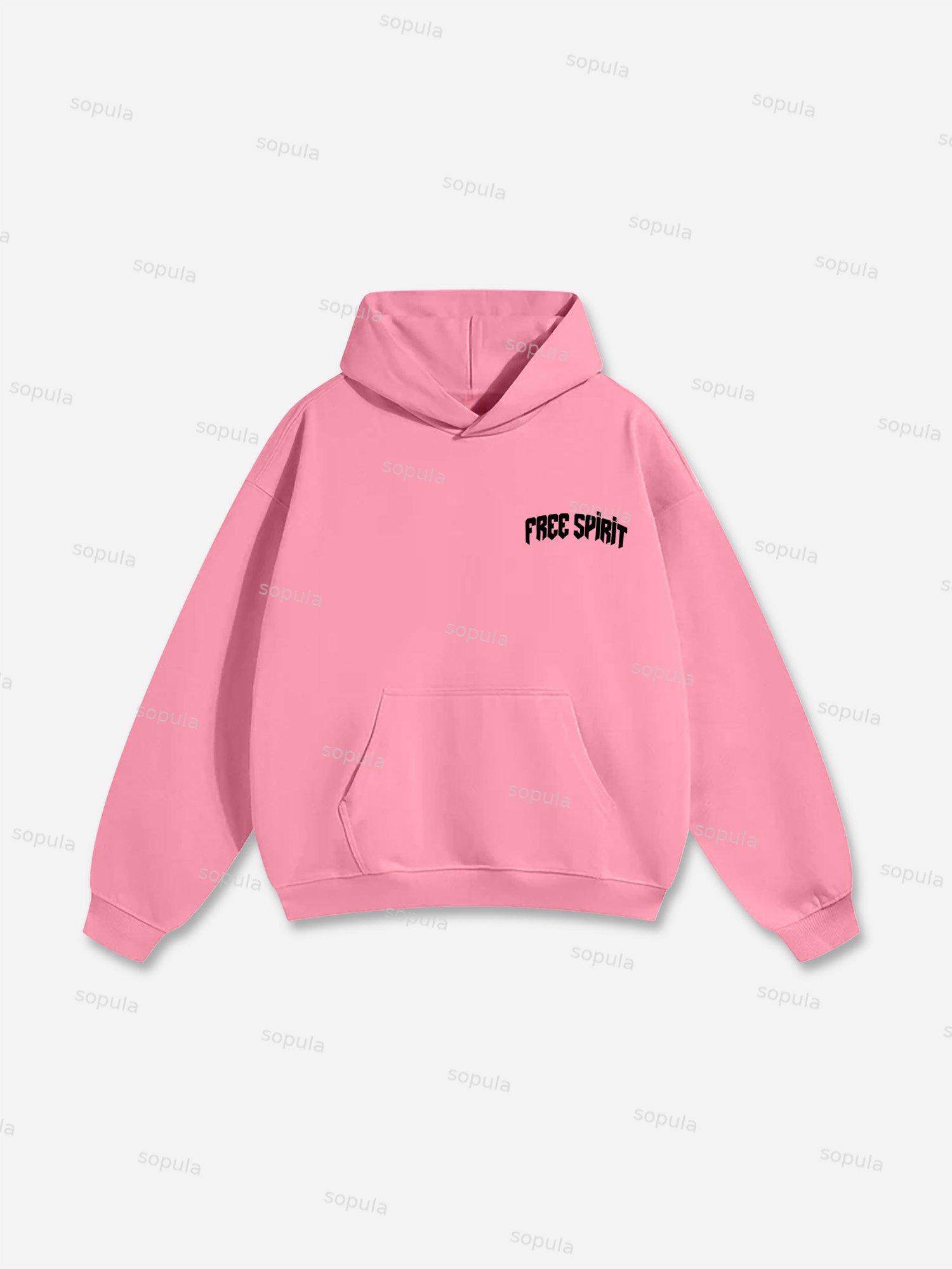 Free Spirit Mask Lips Graphic Cotton Hoodie Product Image