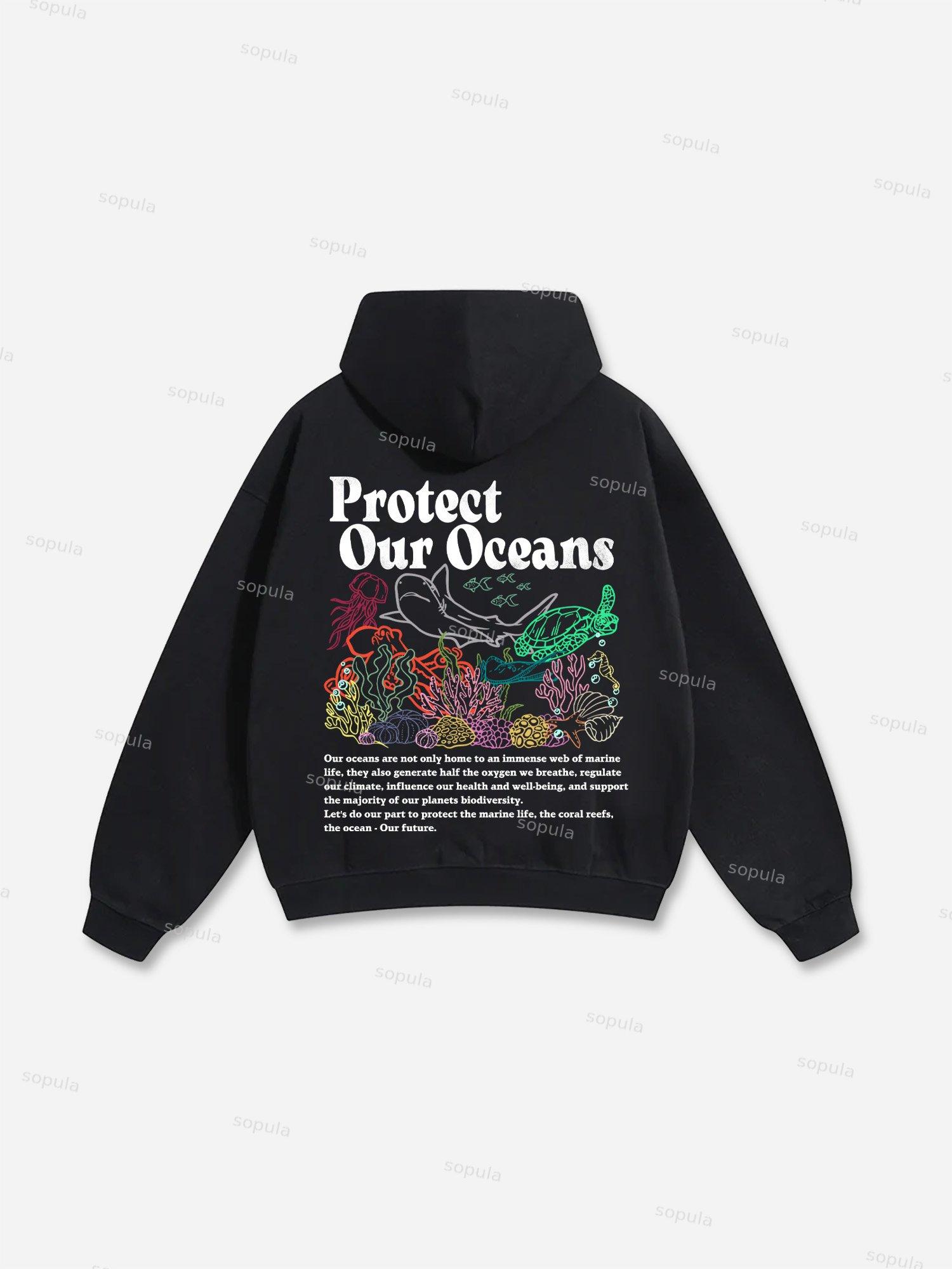 Sopula Vintage Peace Heaven Print Hoodie Product Image