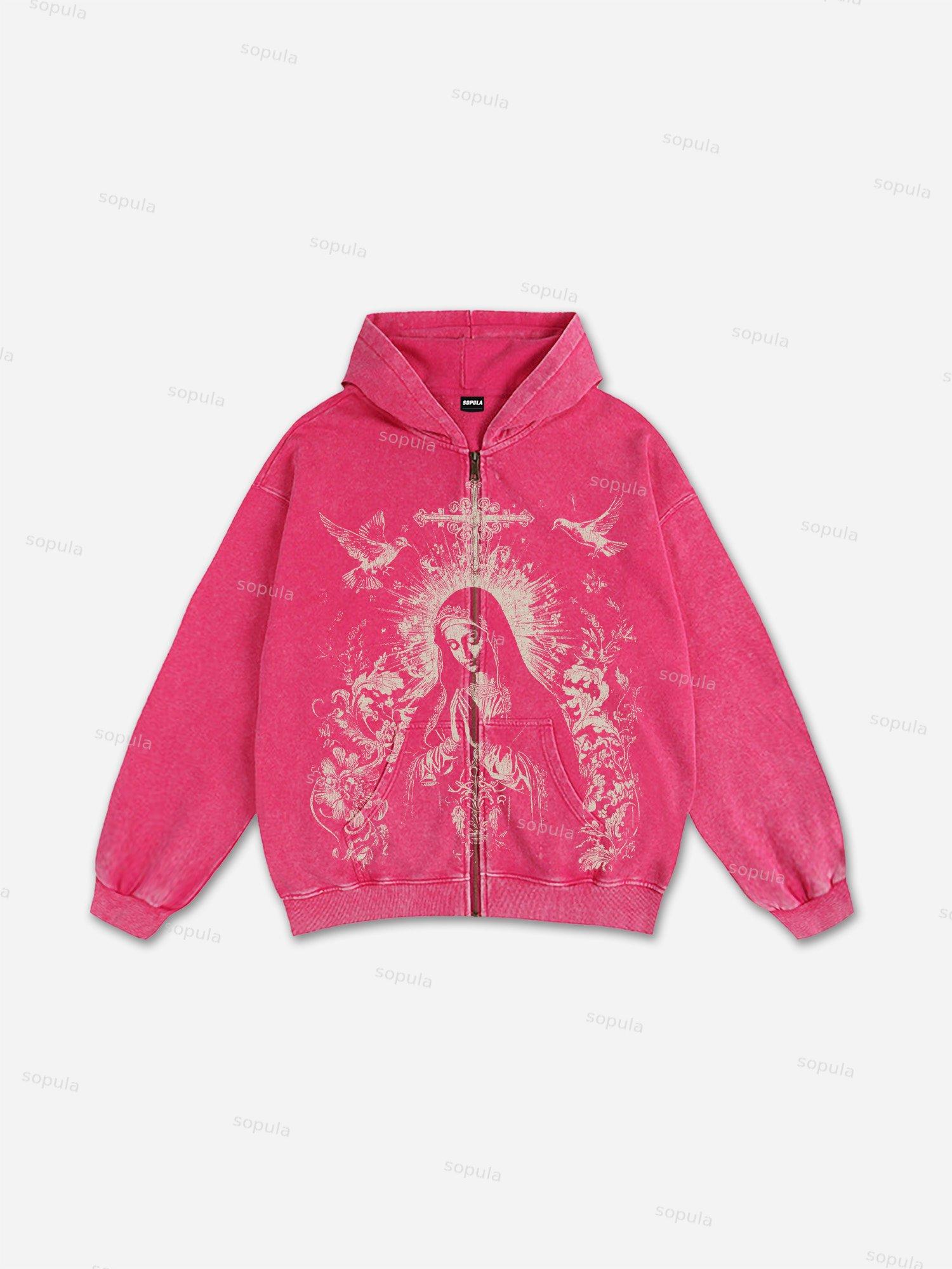All We Need Is Love Print Pink Washed Hoodie Product Image