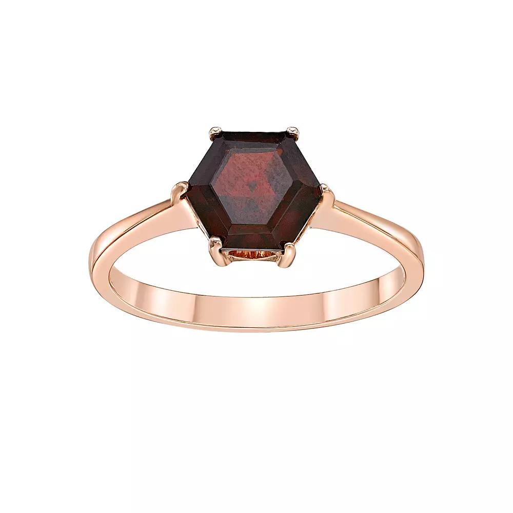 Gemminded 14k Rose Gold Over Silver Garnet Ring, Women's, Size: 7, Pink Tone Product Image