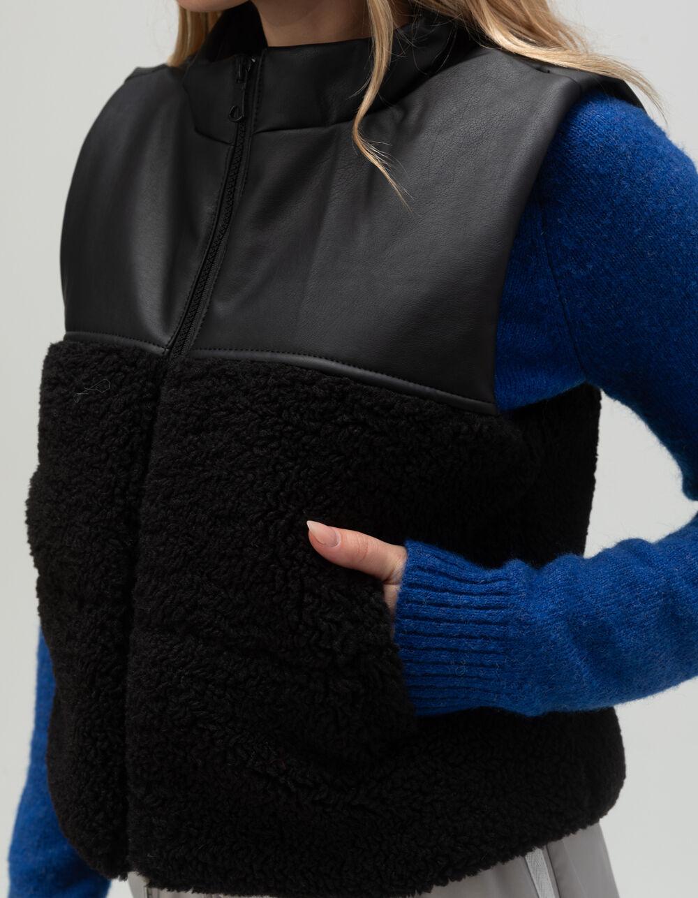 RSQ Womens Faux Leather Sherpa Vest Product Image