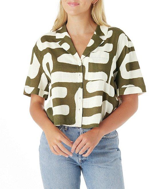 CROSBY by Mollie Burch Ziggy Abstract Print High Rise Linen Blend Coordinating Pants Product Image