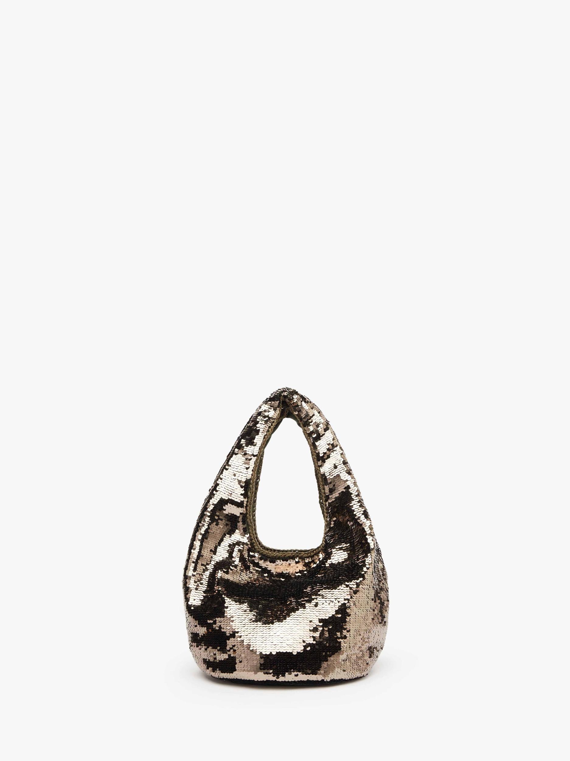 MINI SEQUIN SHOPPER WITH METALLIC CHARM - TOP HANDLE BAG Product Image