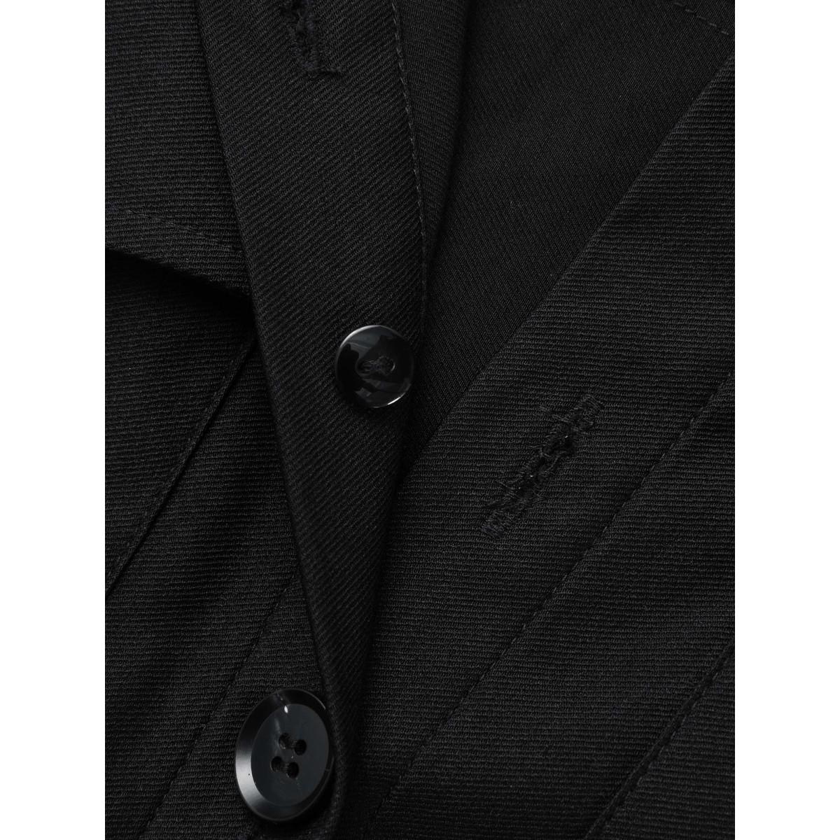 Plus Size Shirt Collar Flap Detail Gathered Jacket Women Black Gathered Everyday Jackets BloomChic 28/5X Product Image