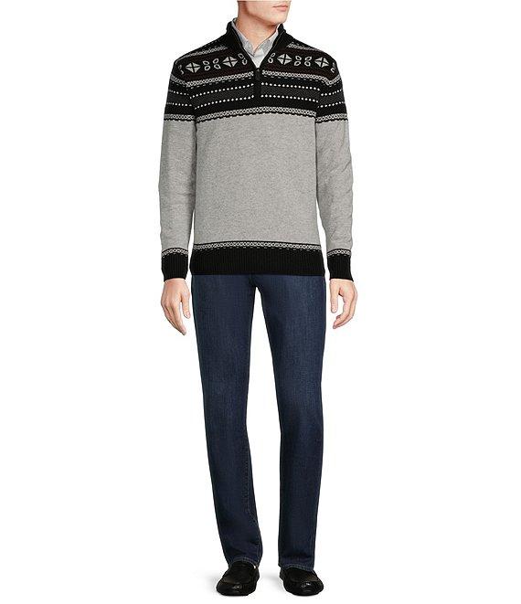 Cremieux Blue Label Chamonix Collection Fair Isle Quarter-Zip Wool Sweater Product Image