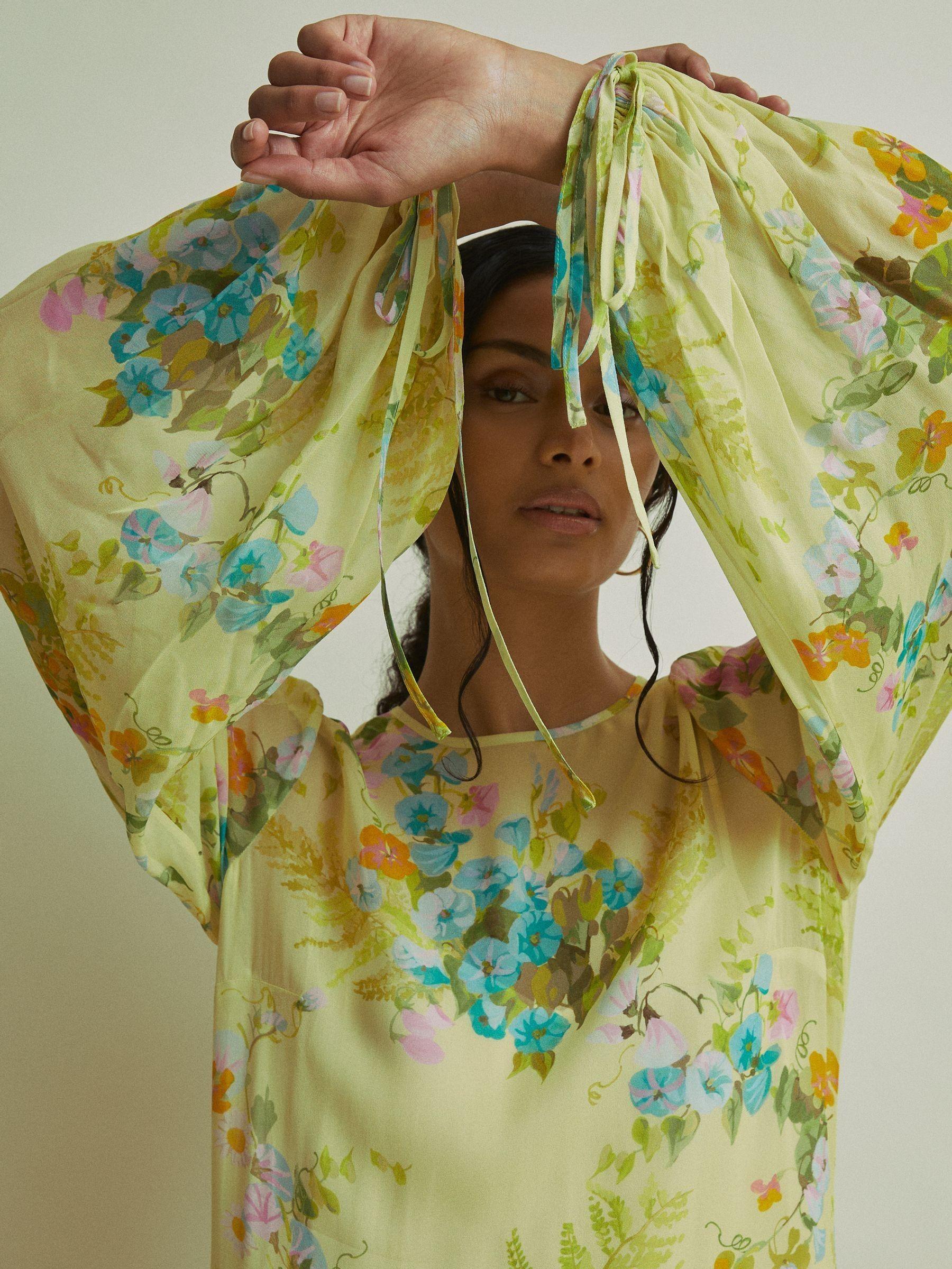 Florere Asymmetric Midi Dress in Pale Green Product Image