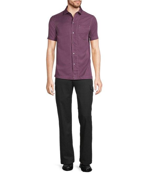 Murano Big & Tall Interdimensional Collection Slim Fit Contrast Stitch Short Sleeve Woven Shirt Product Image