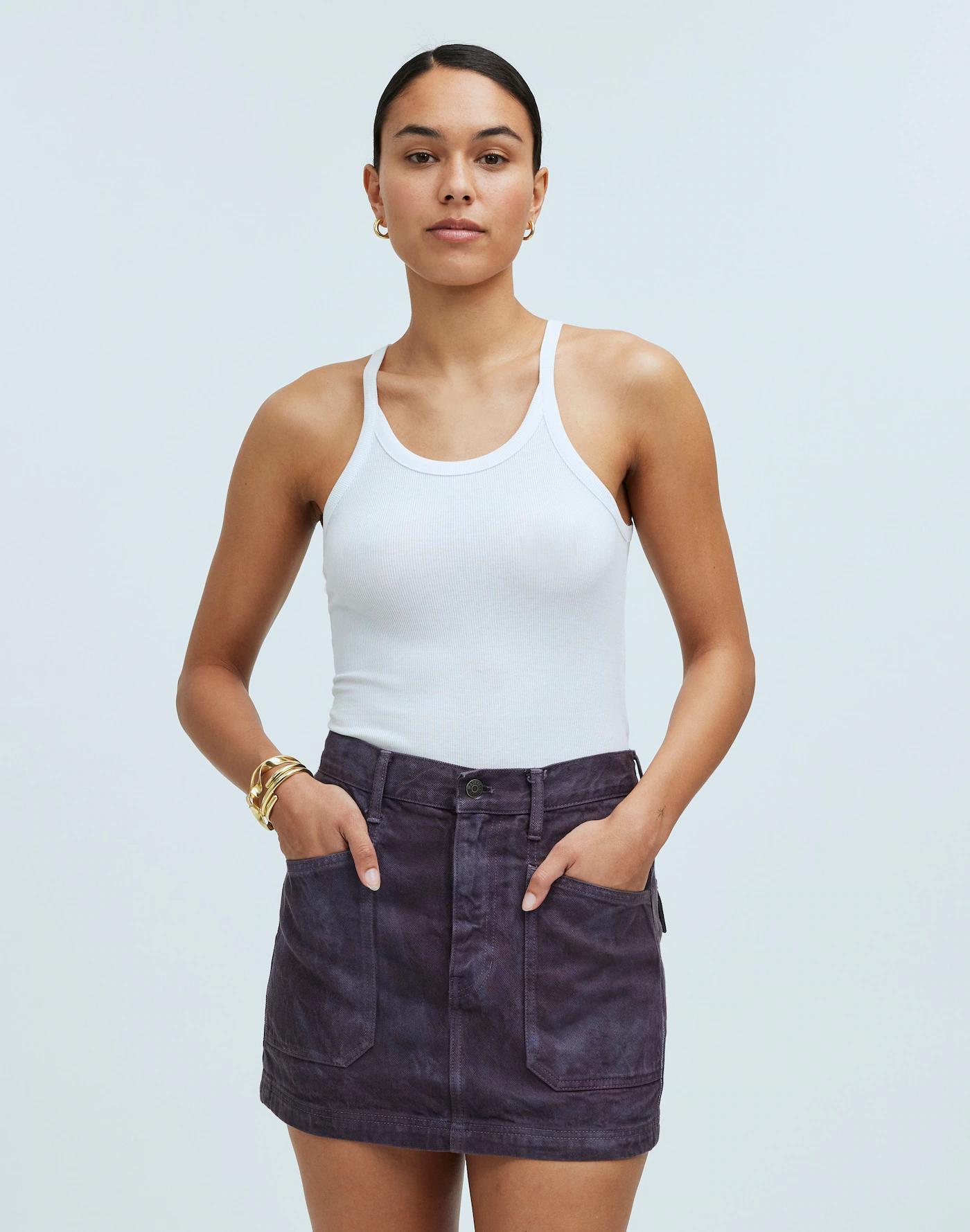 Madewell x MN Dye Studio Denim Patch-Pocket Micro Mini Skirt Product Image