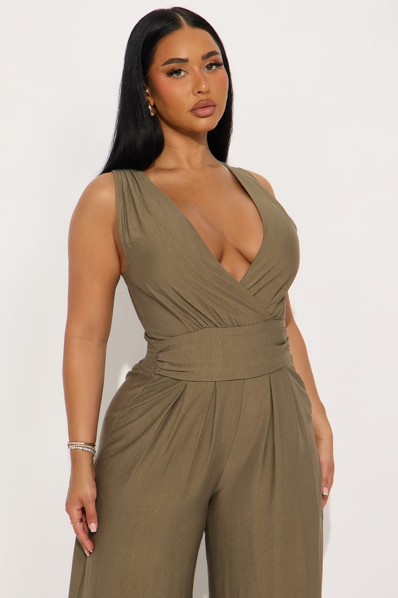 Serenity Wide Leg Jumpsuit - Olive Female Product Image
