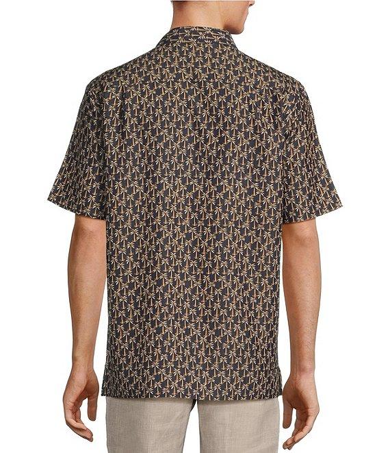 Caribbean Big & Tall Mini Palm Print Short Sleeve Woven Shirt Product Image