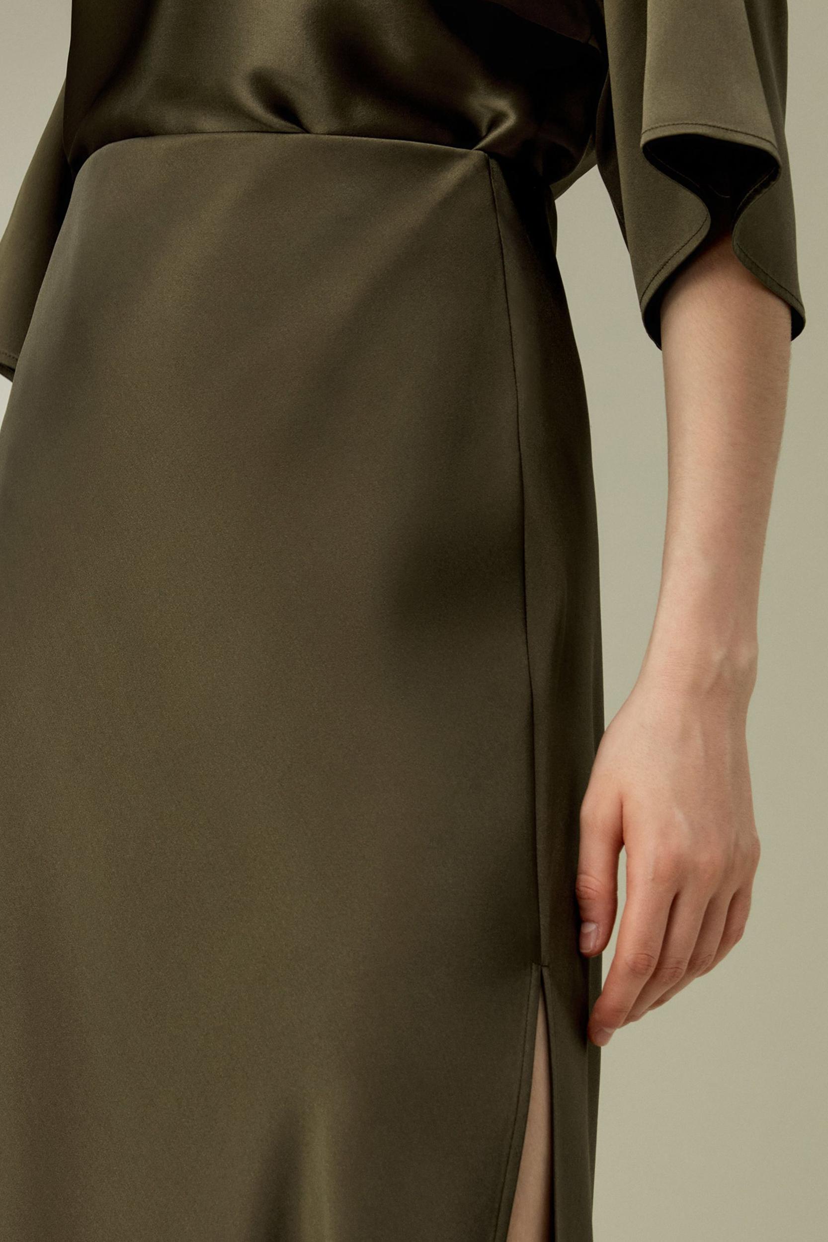 Bias-cut Silk Midi Skirt Product Image