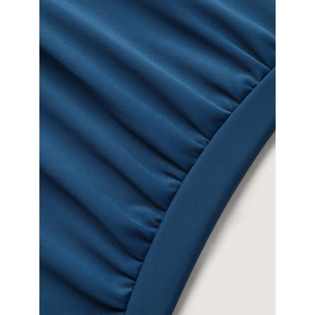 Plus Size Ruched Solid One-Piece Swimsuit Women's Swimwear Aegean Resort Gathered Curve Bathing Suits High stretch One Pieces BloomChic 14-16/1X Product Image