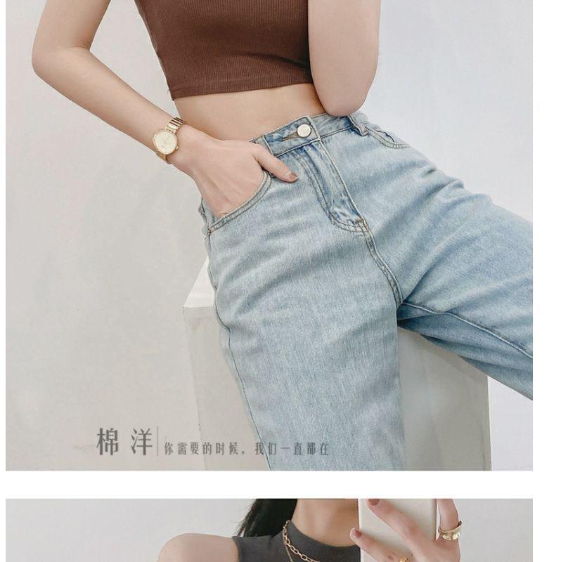Mock Neck Plain Crop Tank Top Product Image