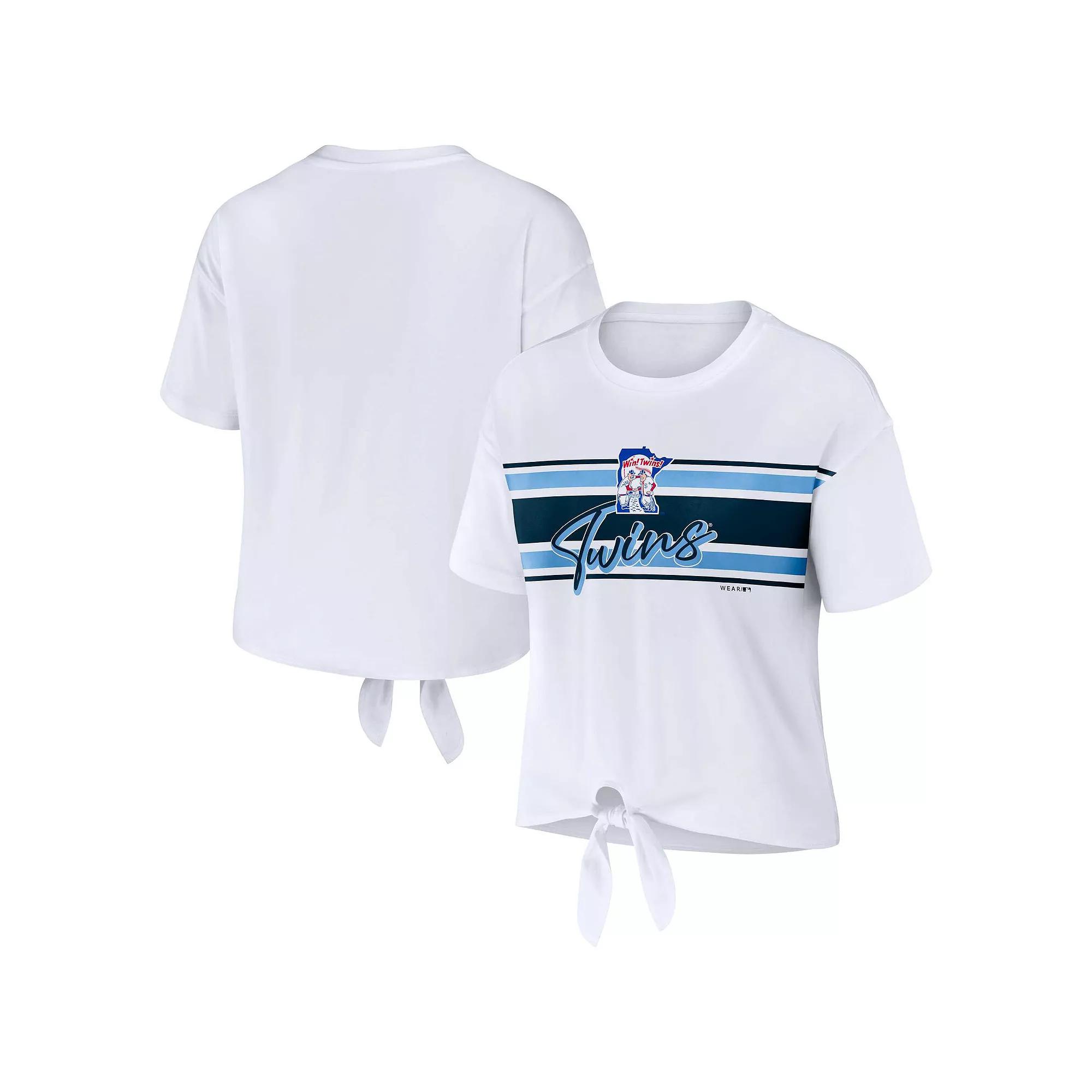 Women's WEAR by Erin Andrews White Minnesota Twins Front Tie T-Shirt,  Product Image