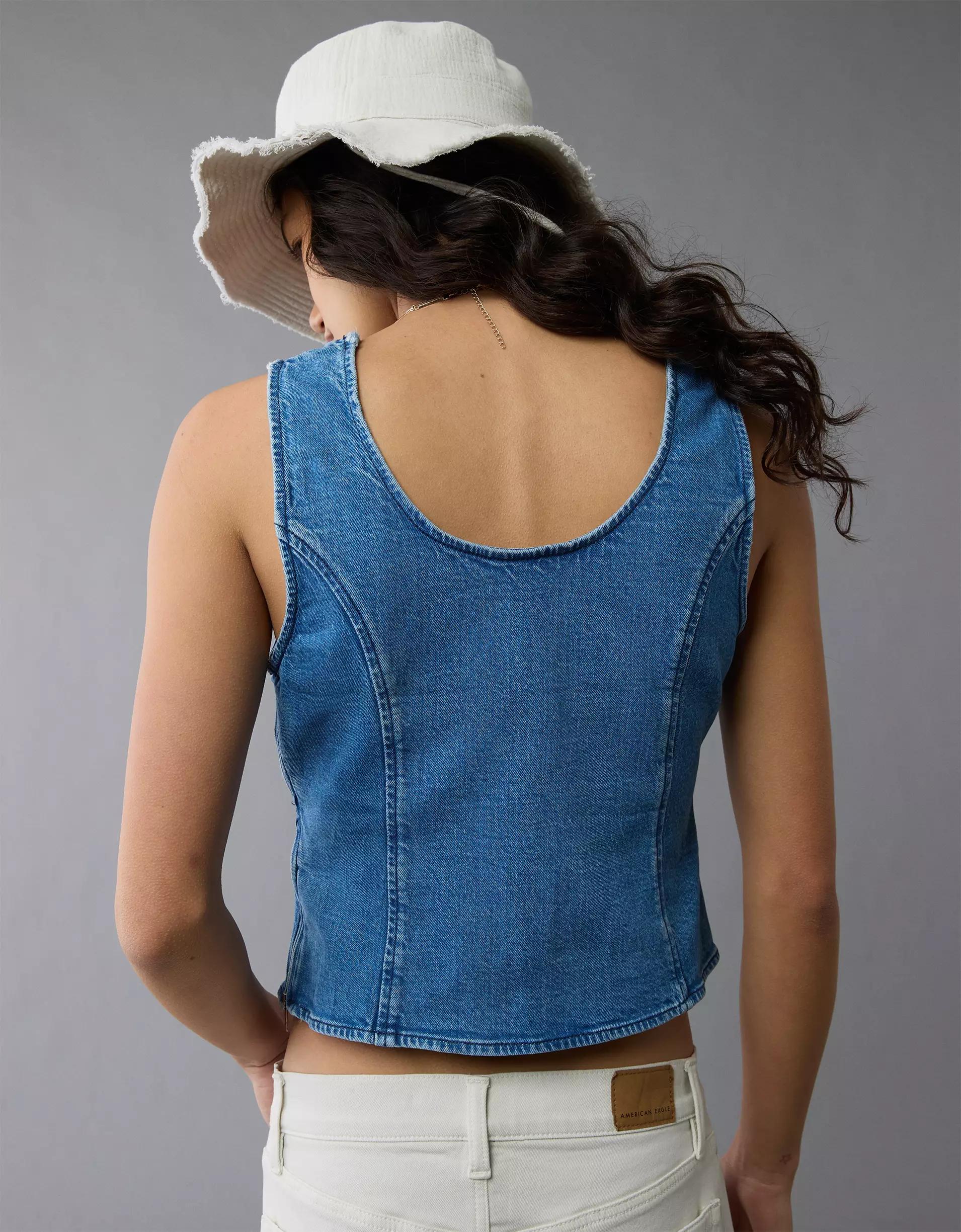 AE High Neck Denim Tank Top Product Image