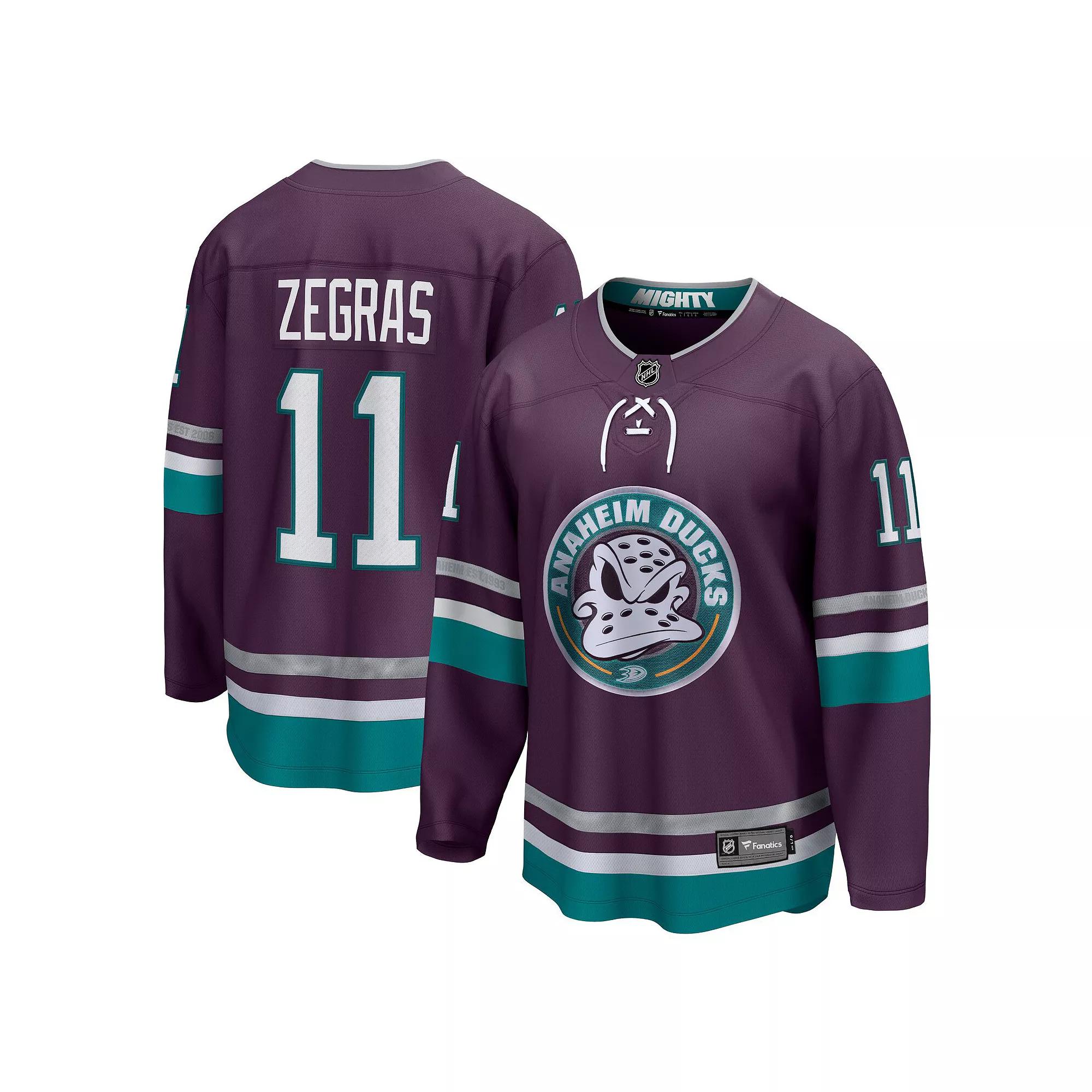 Men's Fanatics Branded Trevor Zegras Purple Anaheim Ducks 30th Anniversary Premier Breakaway Jersey, Size: Small, Dks Purple Product Image