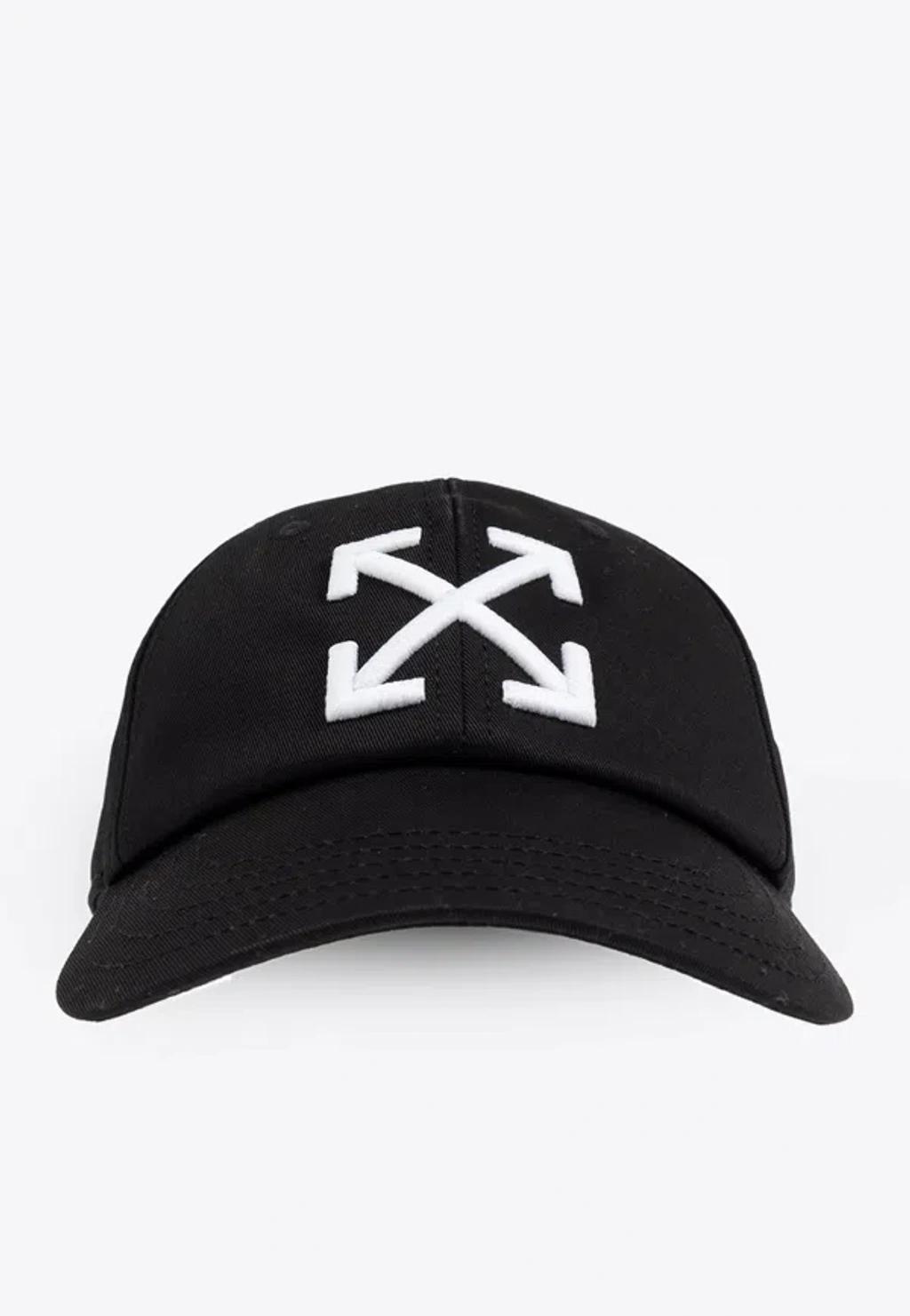 OFF-WHITE Arrow Brand-embroidered Cotton-twill Baseball Cap In Black White Product Image