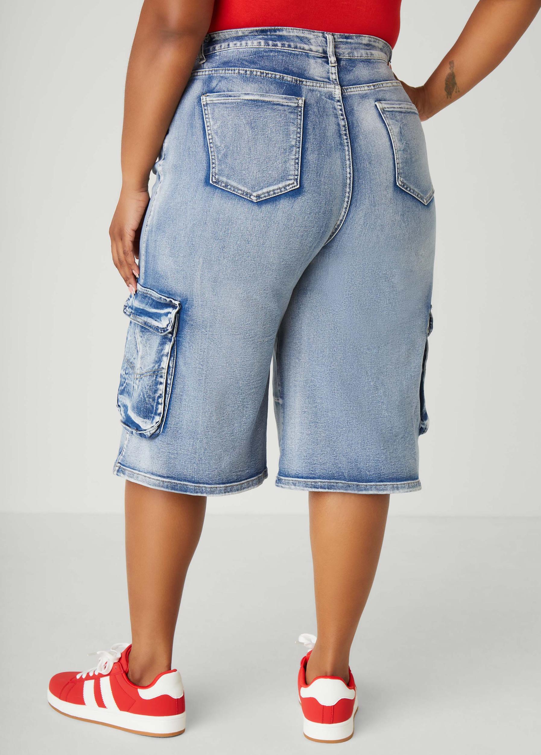 Stonewash Denim Cargo Shorts Product Image