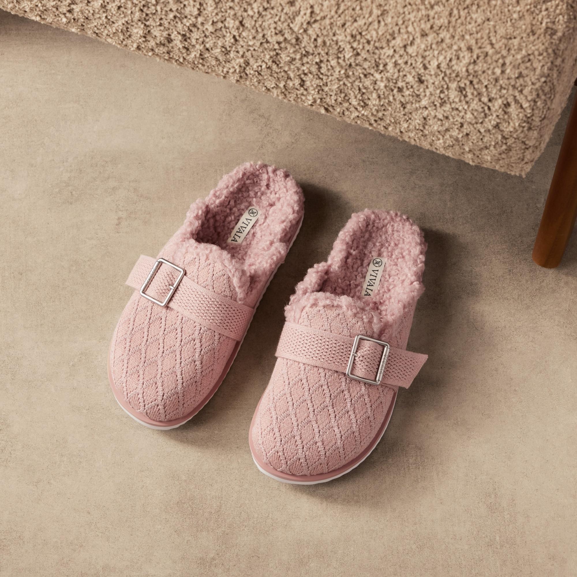 Round-Toe Wool Slippers (Hazel) Product Image