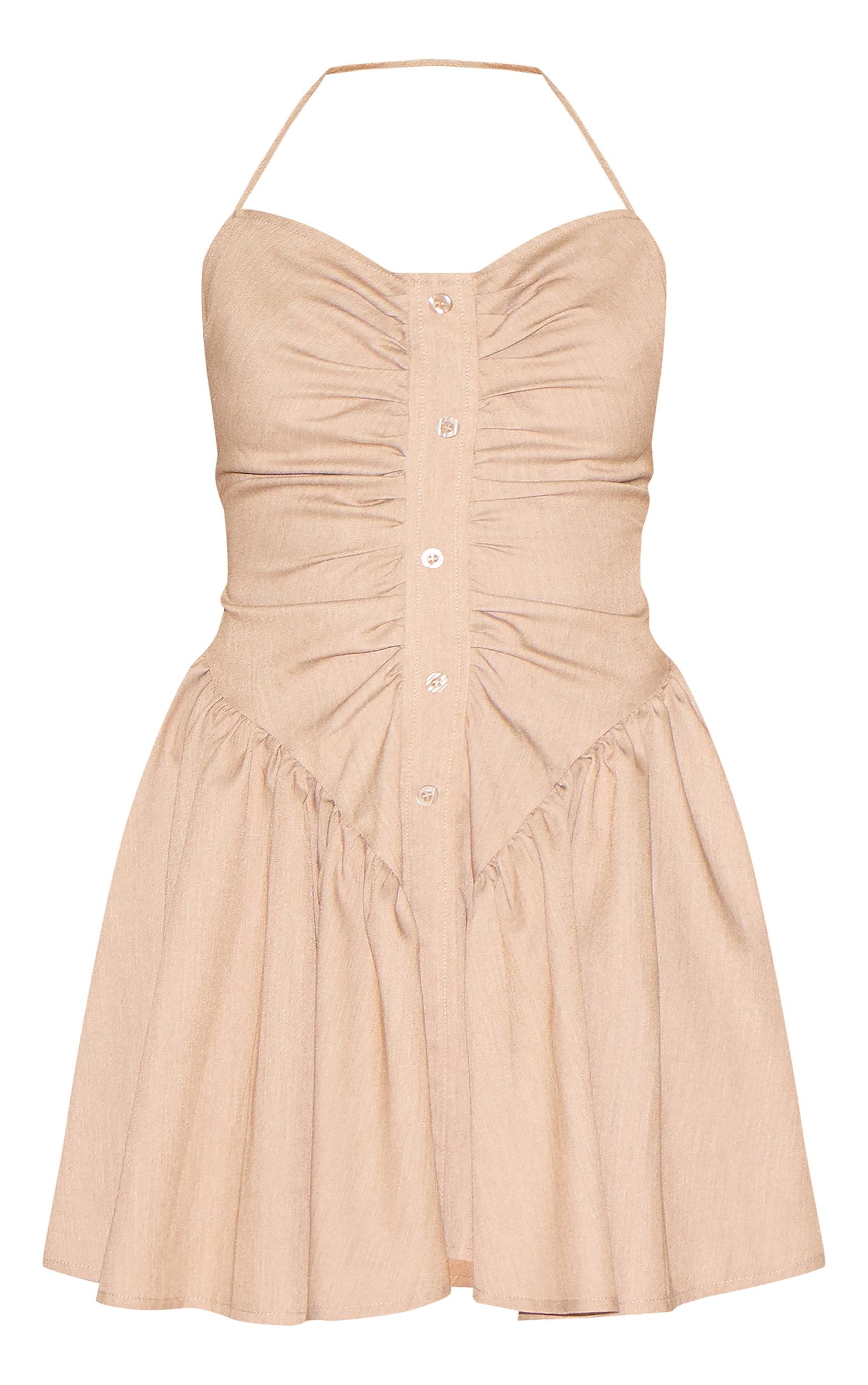 Petite Taupe Frill Shift Dress Product Image