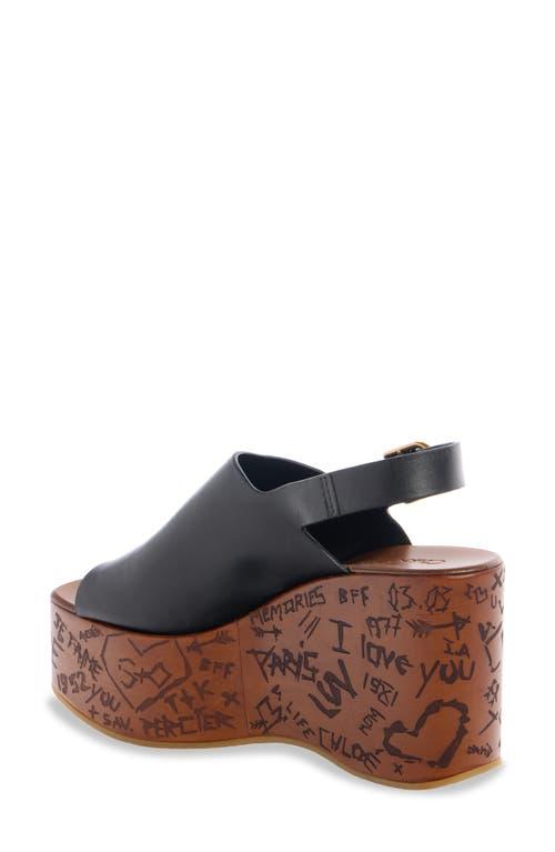 CHLOÉ Maxime Leather Slingback Platform Wedge Sandals In Black Product Image
