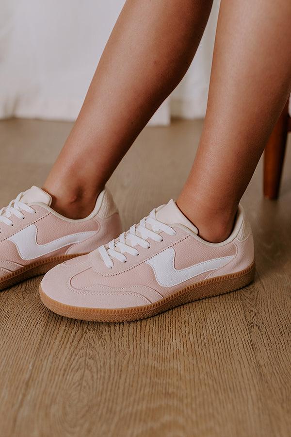 The Miley Faux Leather Sneaker in Blush Product Image
