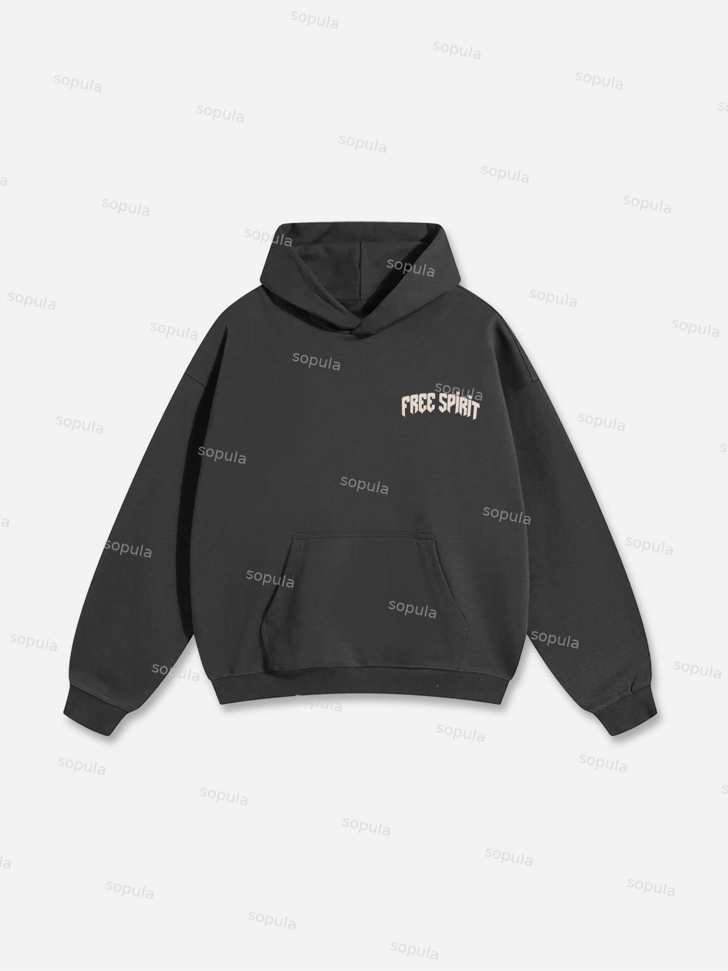 Free Spirit Mask Lips Graphic Cotton Hoodie Product Image