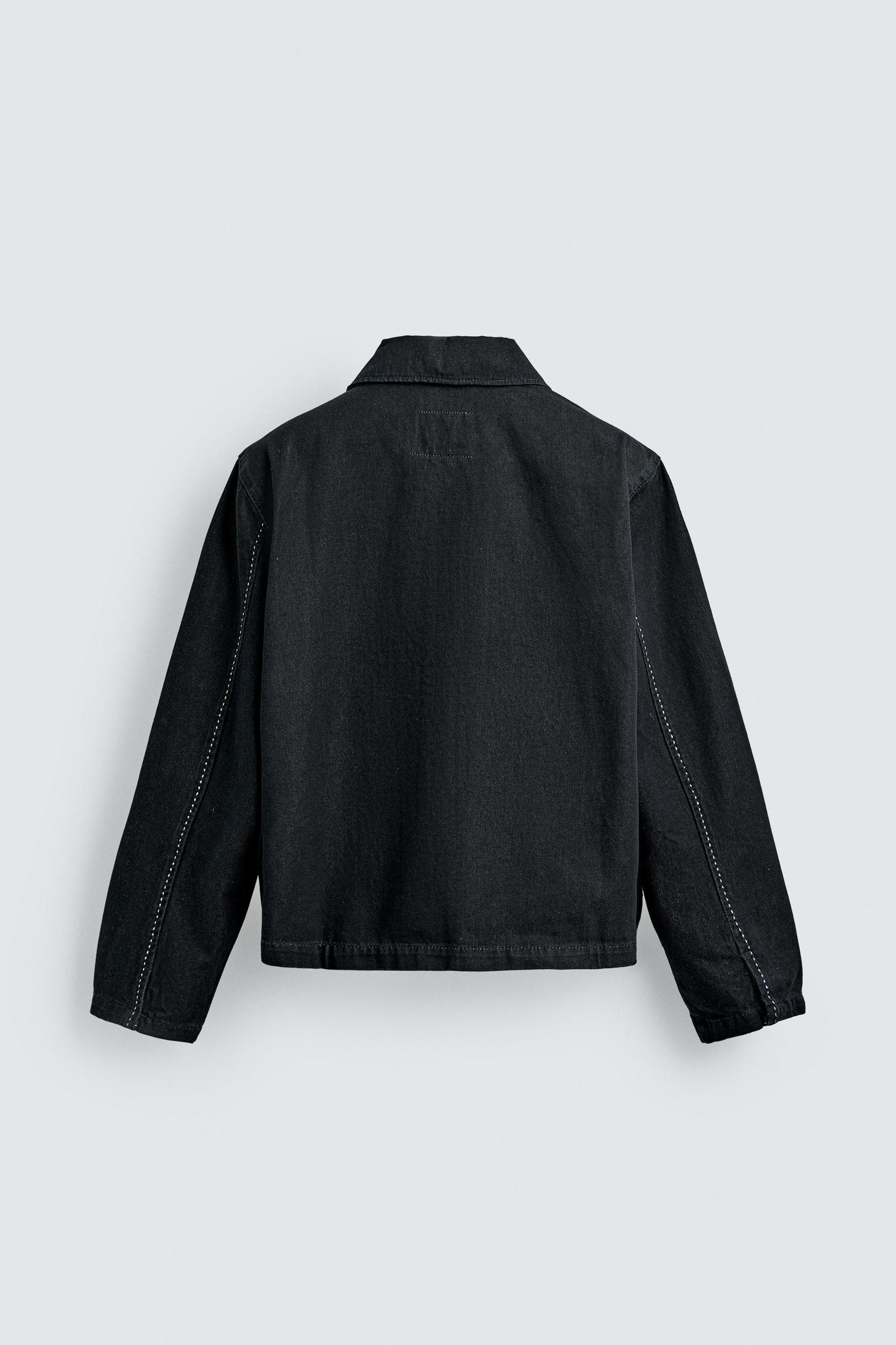 CONTRAST TOPSTITCH DENIM JACKET Product Image