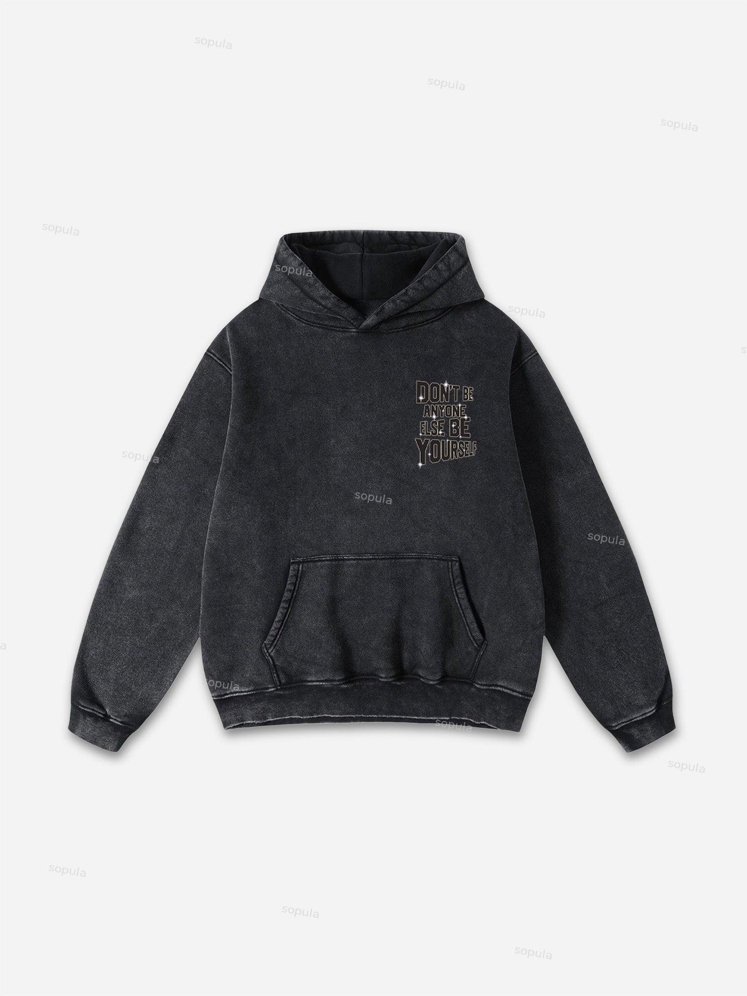 Vintage Pattern Print Acid Washed Oversized Hoodie Product Image