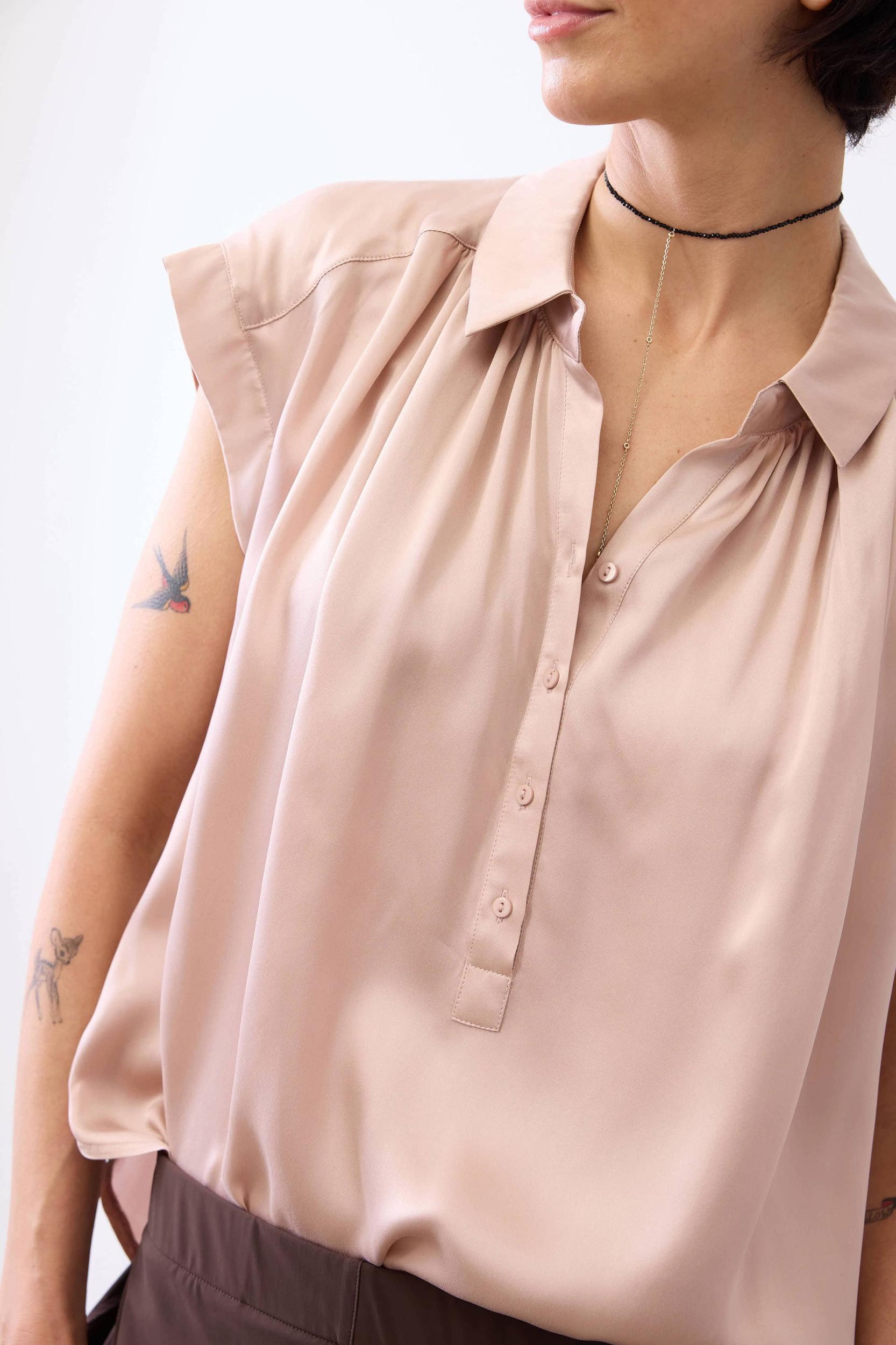 The Nonchalant Oversized Silk Blouse Product Image