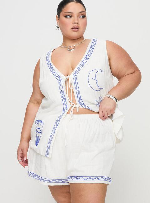 Sun And Palm Trees Vest Set White / Blue Curve Product Image