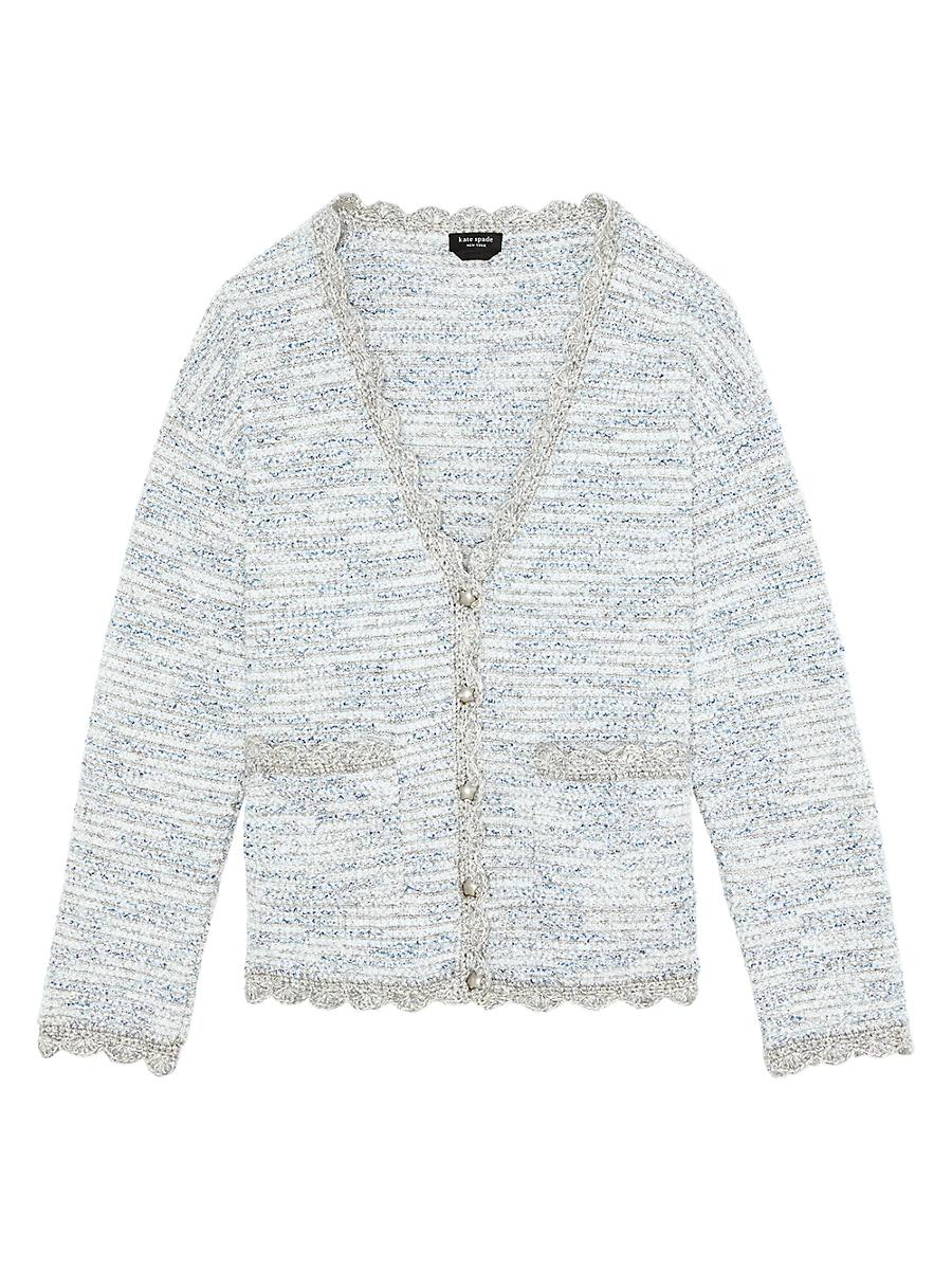Womens Mainline Scalloped Tweed V-Neck Cardigan Product Image