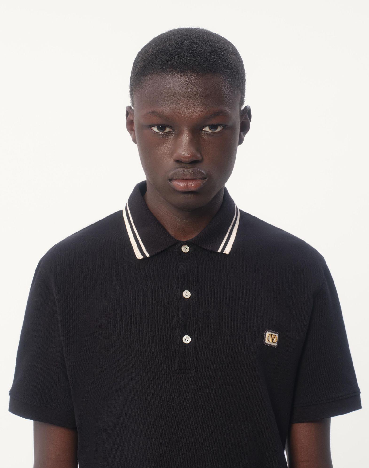 Cotton Piqué Polo Shirt With Vlogo Patch Product Image