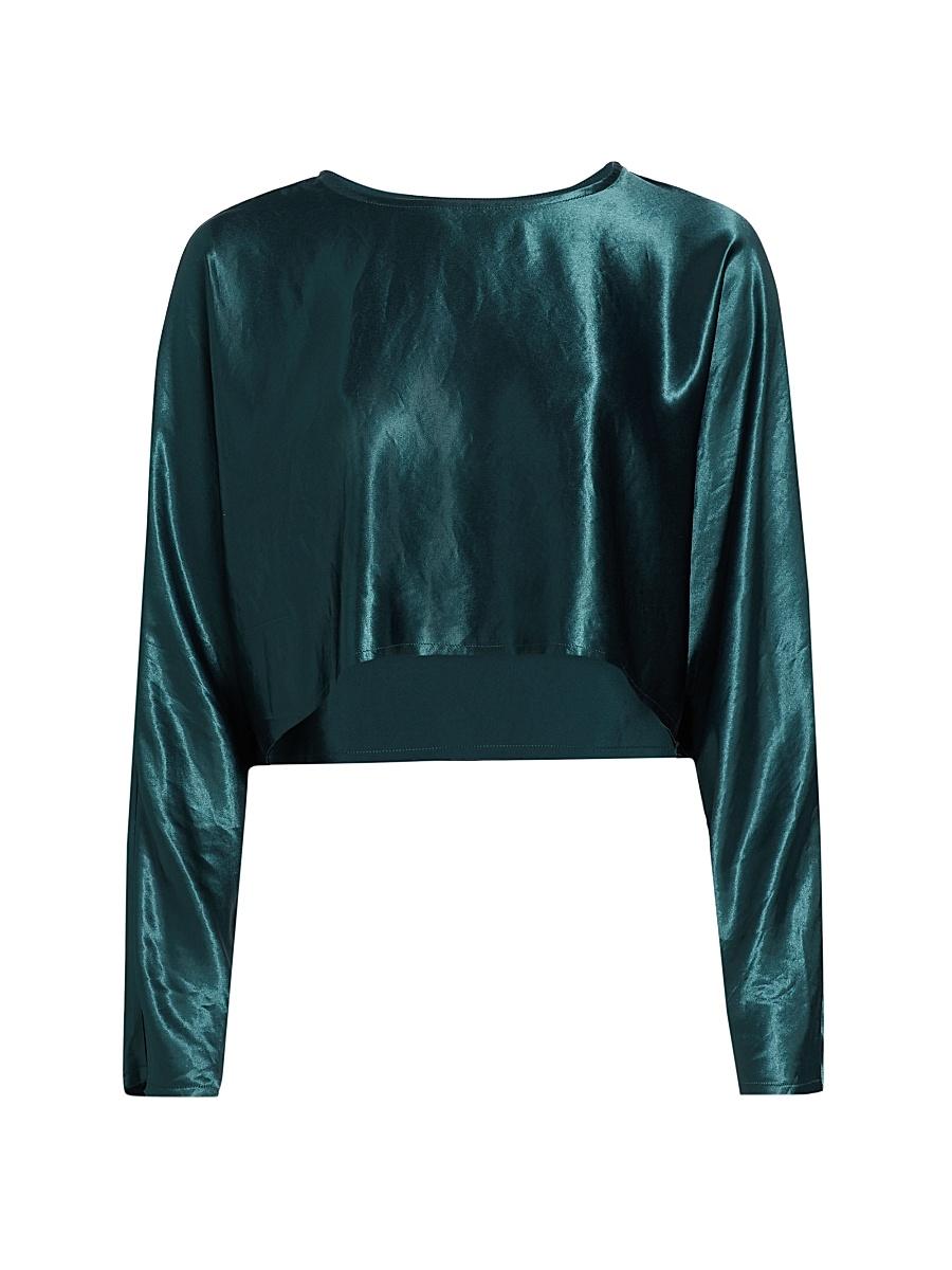 Womens Emilia Satin Crop Blouse Product Image