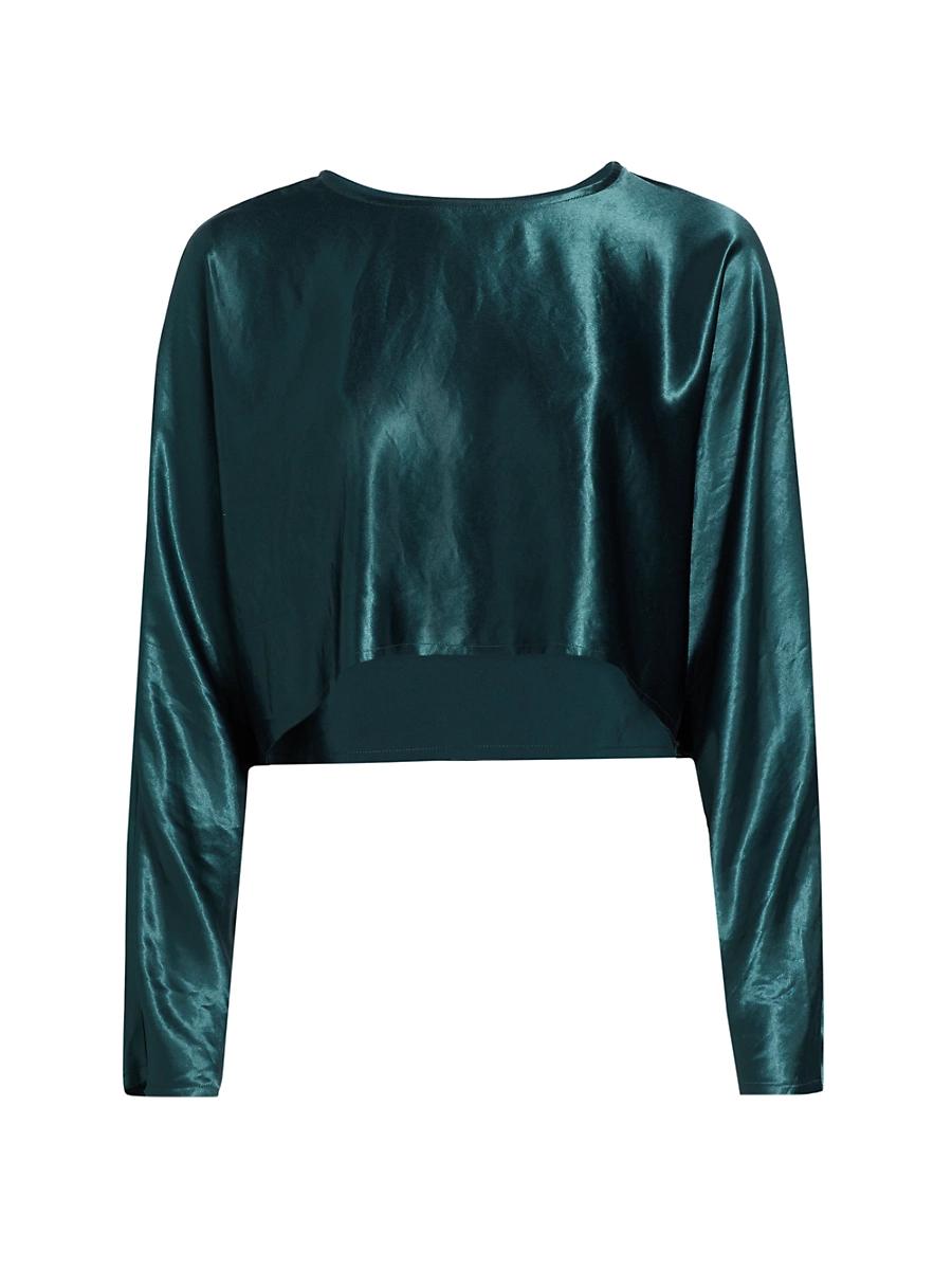 Womens Emilia Satin Crop Blouse Product Image