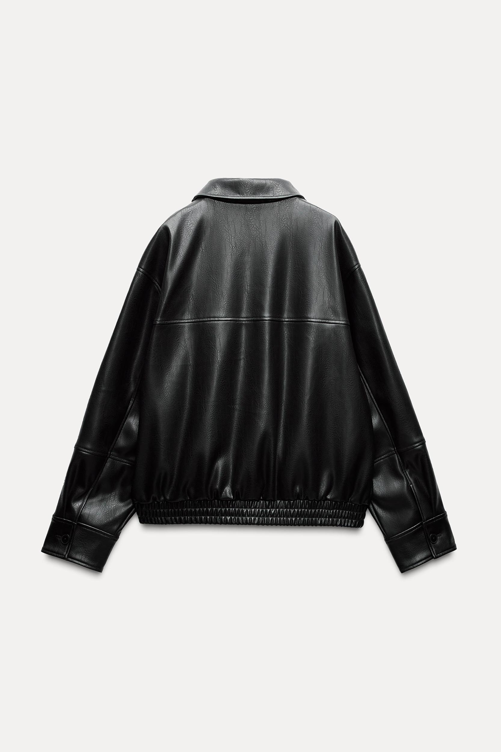 FAUX LEATHER BOMBER JACKET Product Image