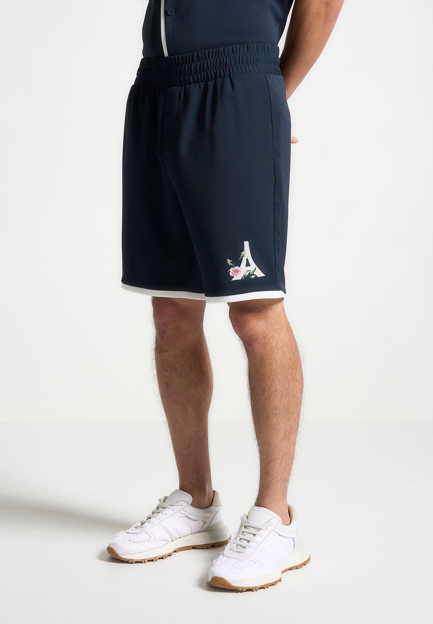 Timo - Velvet Eiffel Shorts  - Navy/White Male Product Image