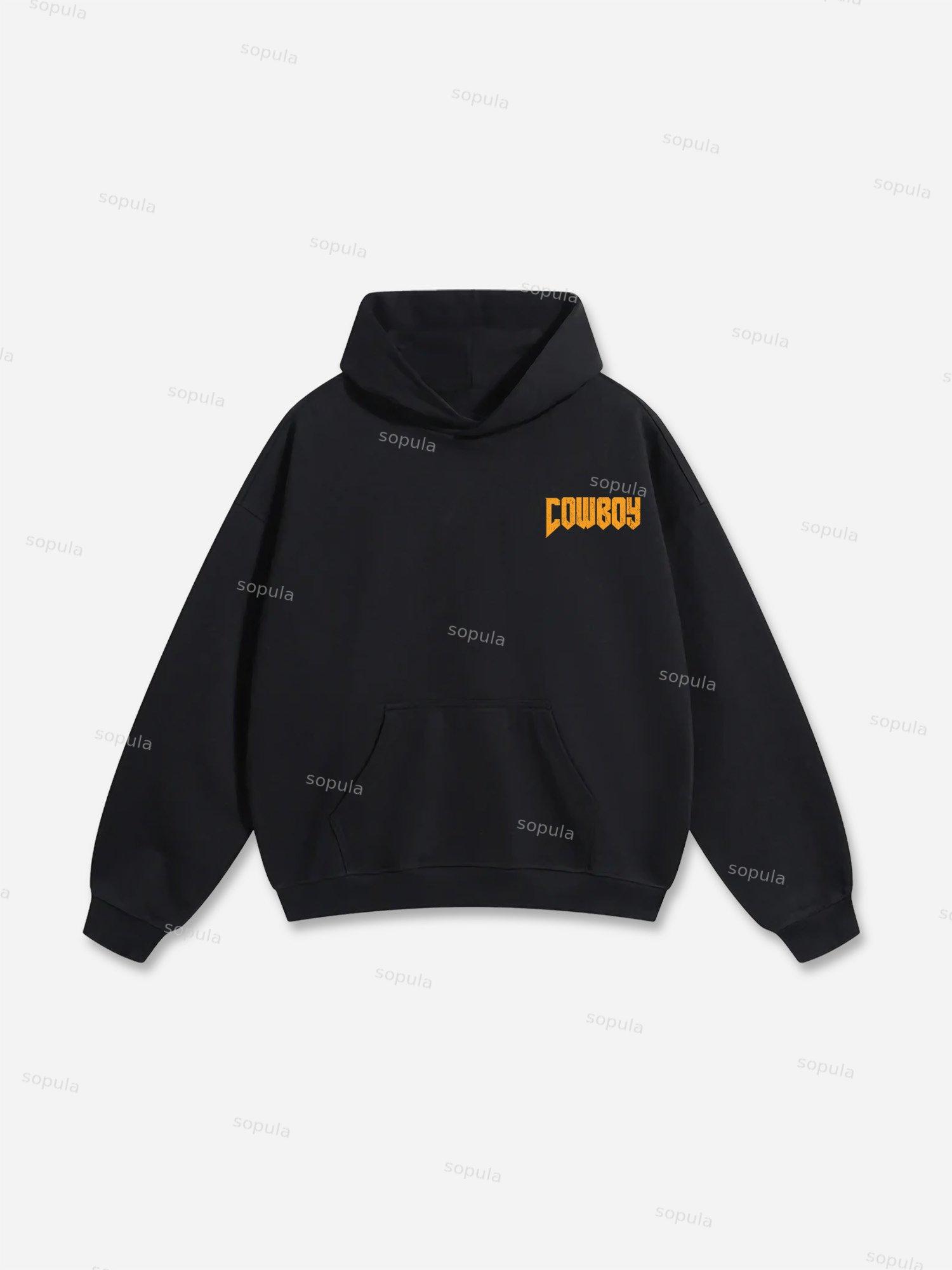 Cowboy Rodeo Dreams Print Cotton Hoodie Product Image