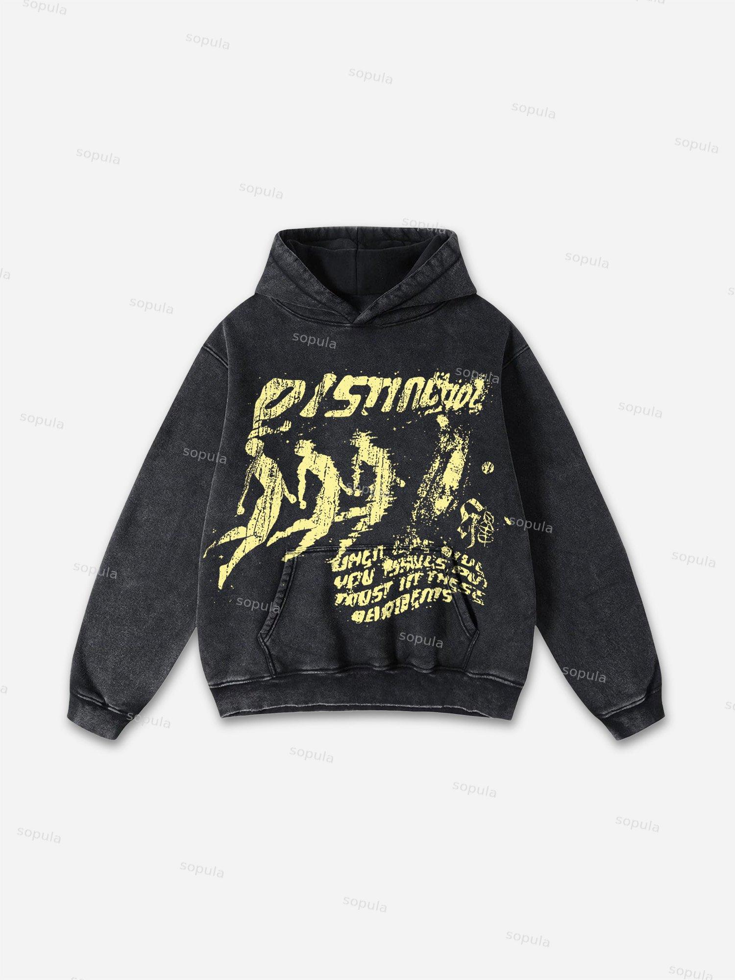 Vintage Spider Graphic Acid Washed Oversized Hoodie Product Image